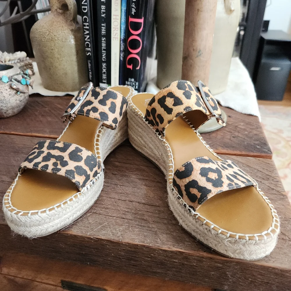 Franco Sarto‎ Leopard Espadrill Style Sandals Size 11